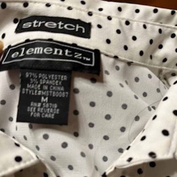 Very Pretty White and Black Polka Dot Blouse -M - Picture 12 of 16